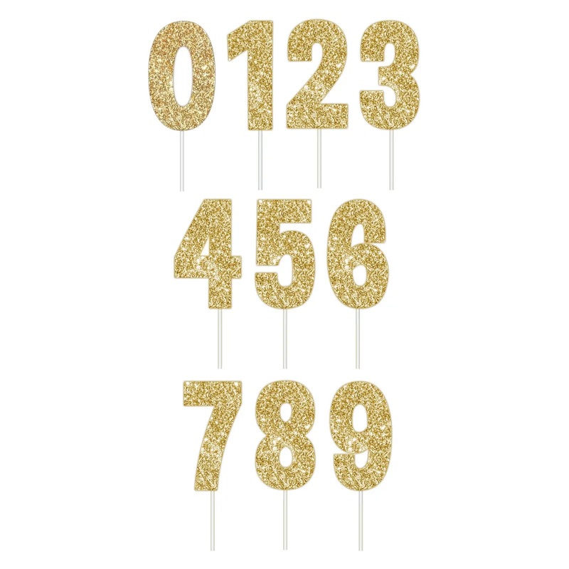 Gold Glitter Number Cake Topper - CLEARANCE