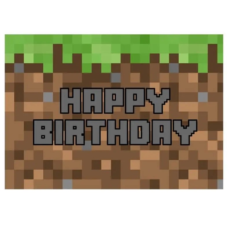 Minecraft Happy Birthday Edible Cake Image - A4 Size
