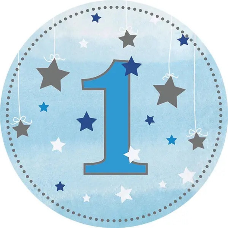 One Little Star Blue 1st Birthday Edible Cake Image