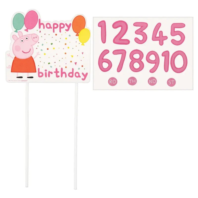 Peppa Pig Confetti Party Customisable Cake Topper