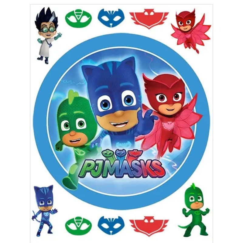 PJ Masks Edible Cake Image with FREE Edible Icons