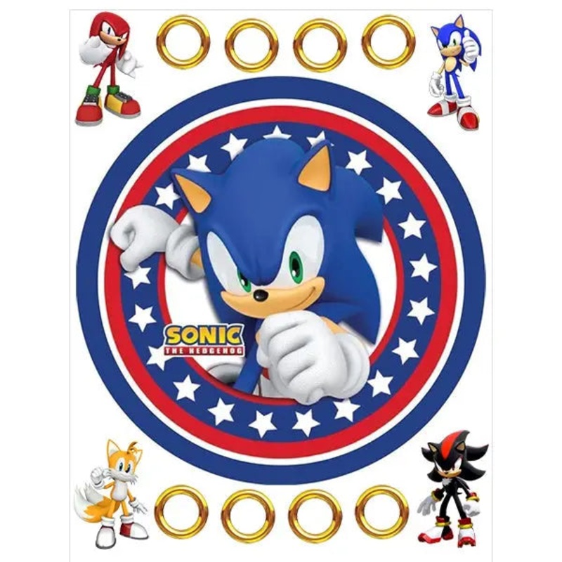Sonic the Hedgehog Edible Cake Image with FREE Edible Icons