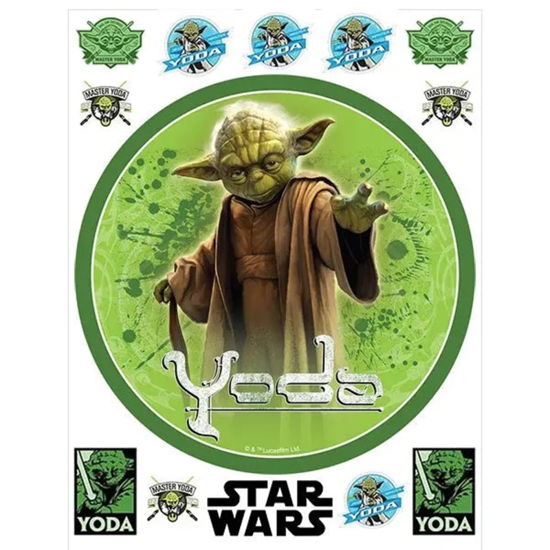 Stars Wars Yoda Edible Cake Image with FREE Edible Icons
