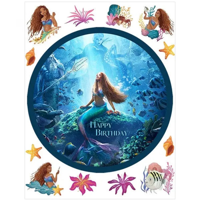 The Little Mermaid 2023 Edible Cake Image with FREE Edible Icons