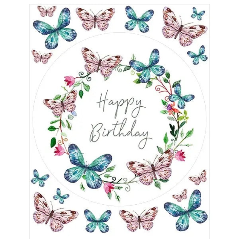 Butterfly Edible Cake Image with FREE Edible Icons