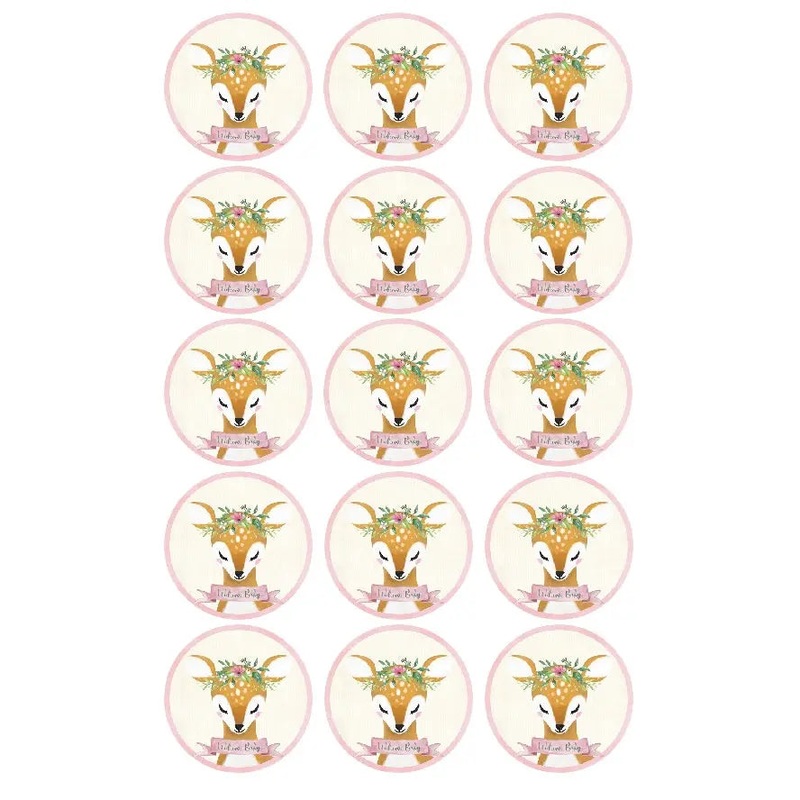 Deer Little One Welcome Baby Woodland Edible Cupcake Images