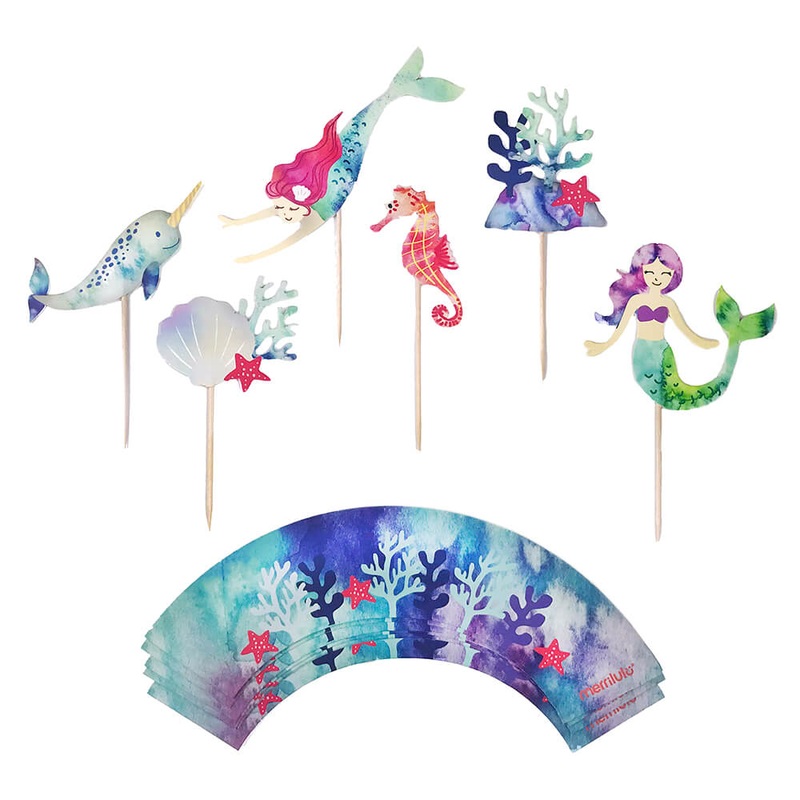 Mermaid & Narwhal Cupcake Toppers & Wrappers