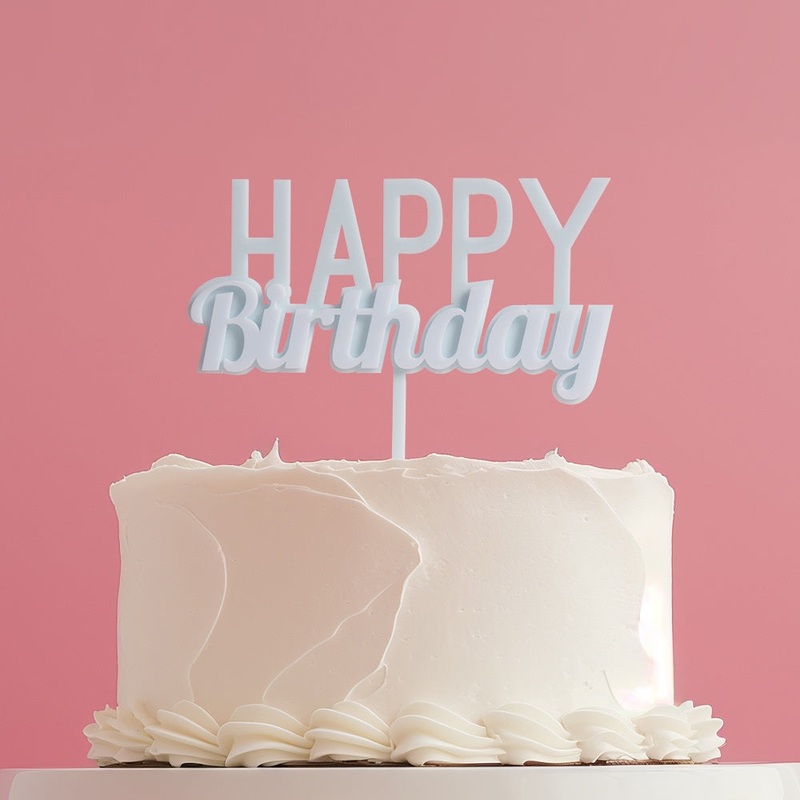 Milkshake Bubblegum Blue Happy Birthday Cake Topper