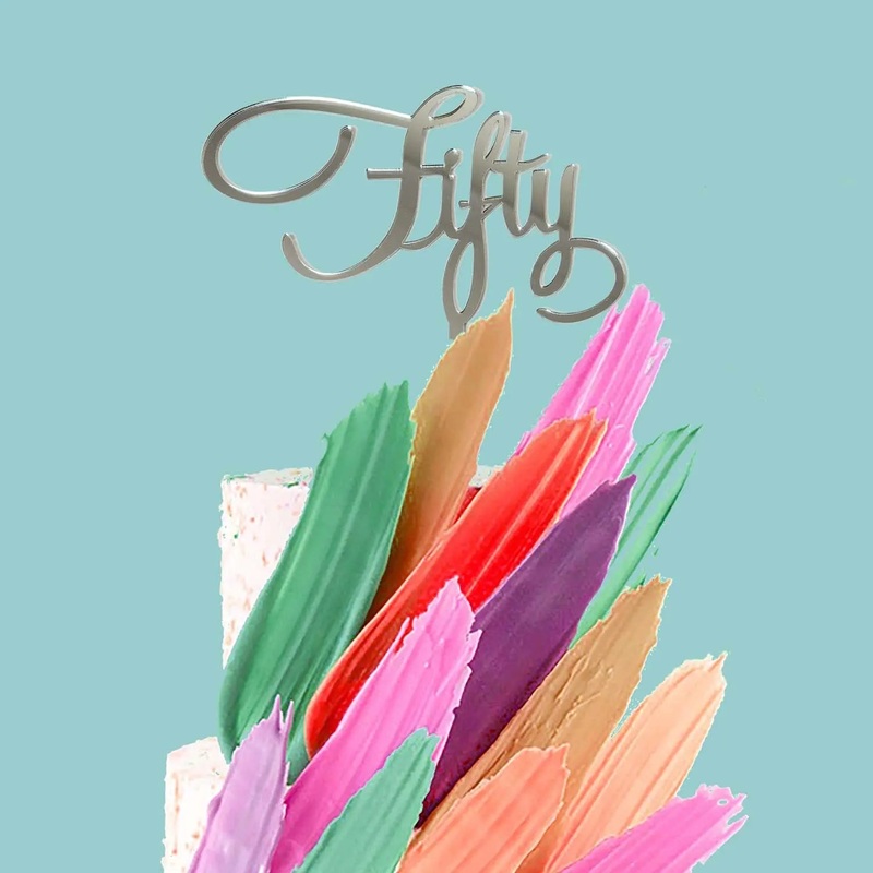 Mirror Fifty Cake Topper