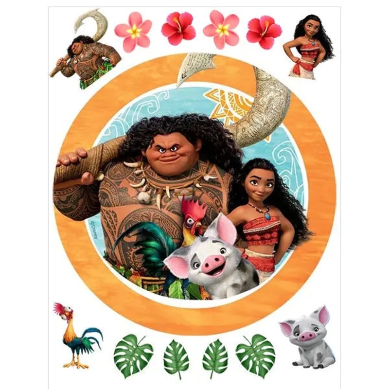 Moana Edible Cake Image with FREE Edible Icons