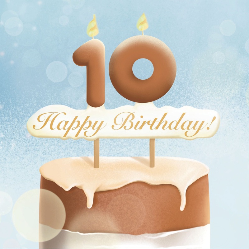 10th Happy Birthday Cake Card