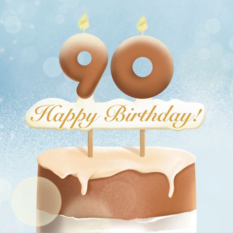 90th Happy Birthday Cake Card