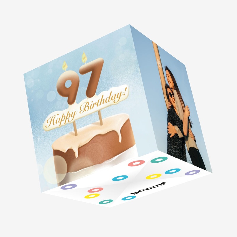 97th Happy Birthday Cake Confetti-exploding Greetings Card