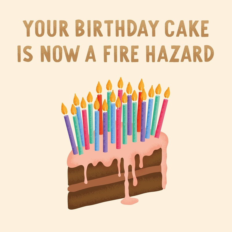Birthday Cake Fire Hazard Card