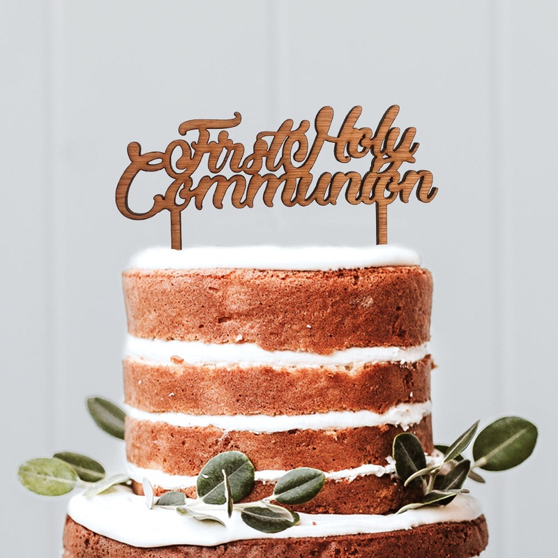 Cake Topper Wooden First Holy Communion