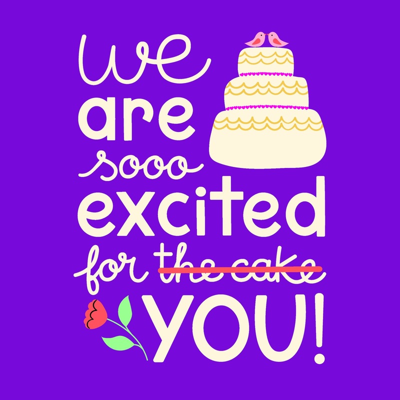 Excited For Cake Purple Wedding Card