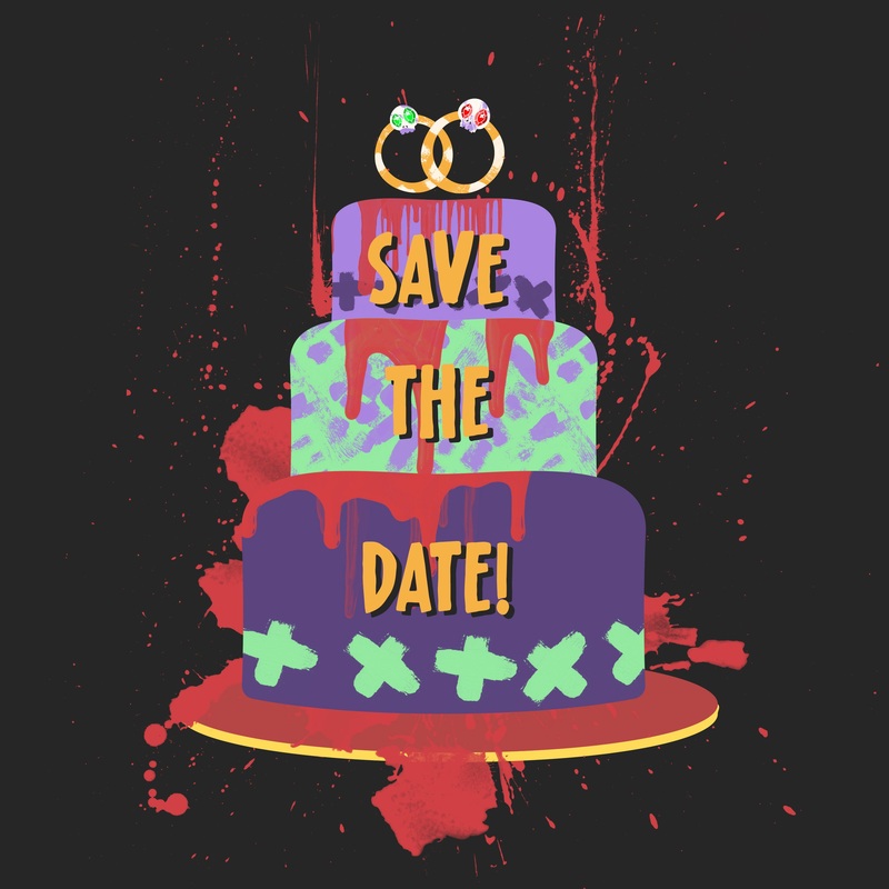 Halloween Wedding Invitation Cake