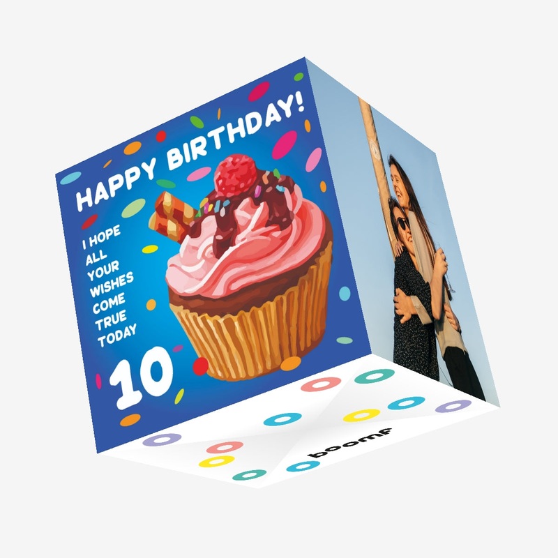 Happy 10rh Birthday Cupcake Confetti-exploding Greetings Card