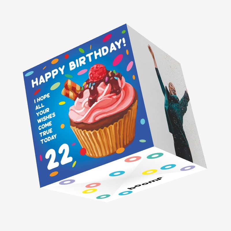 Happy 22nd Birthday Cupcake Confetti-exploding Greetings Card