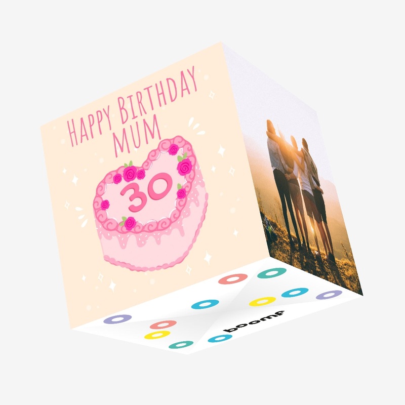 Happy 30th Birthday Cake Mum Confetti-exploding Greetings Card