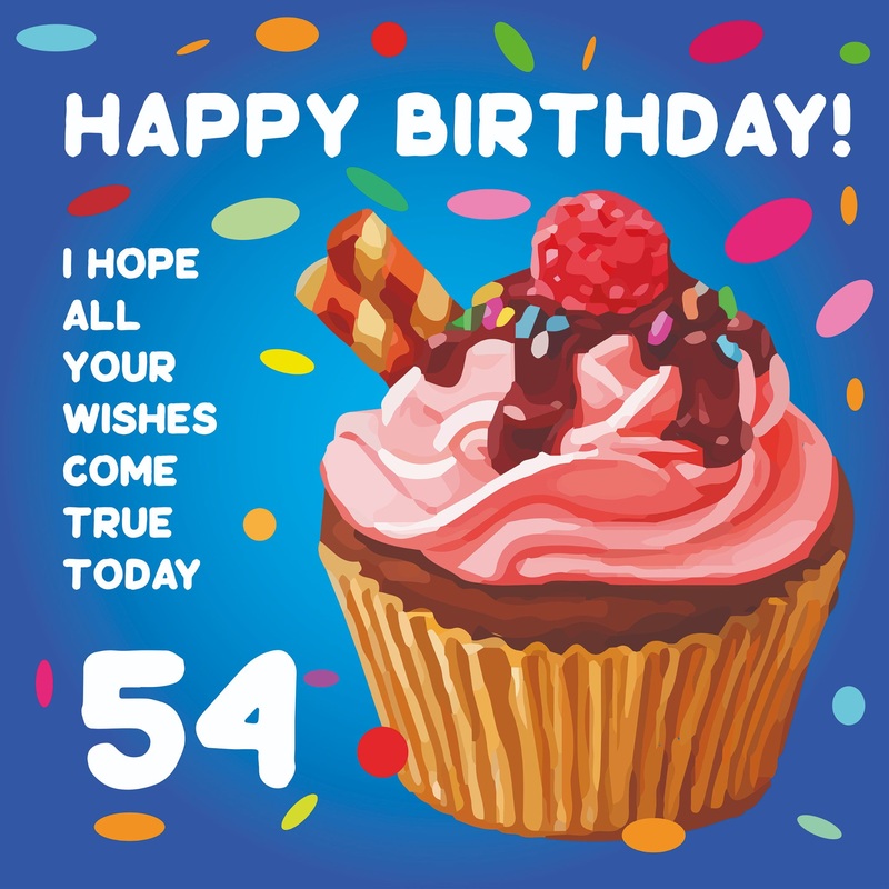 Happy 54th Birthday Cupcake Card