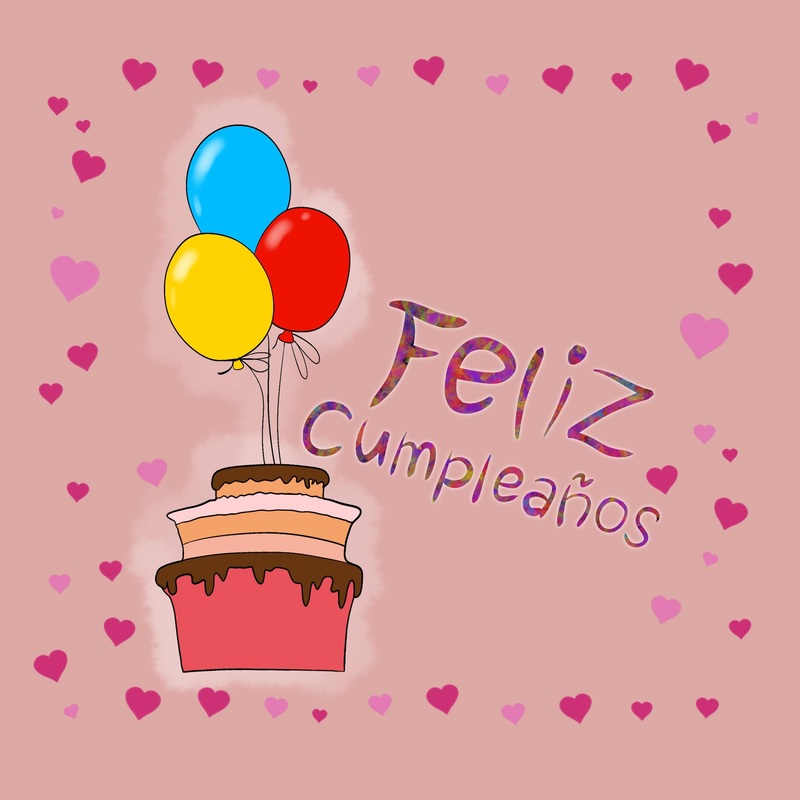 Happy Birthday Spanish Feliz Cumpleanos A Cake And Balloons
