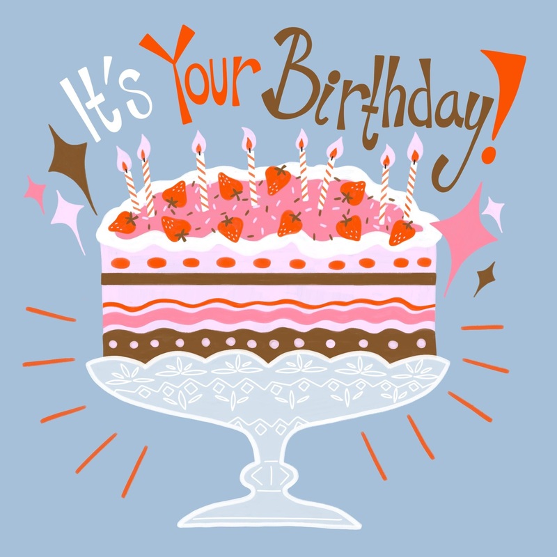 Huge Strawberry Cake Birthday Card