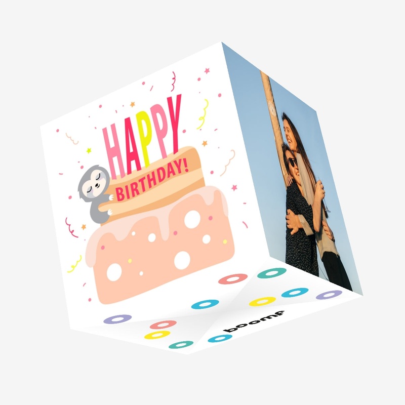 Sloth On A Cake Happy Birthday Confetti-exploding Greetings Card