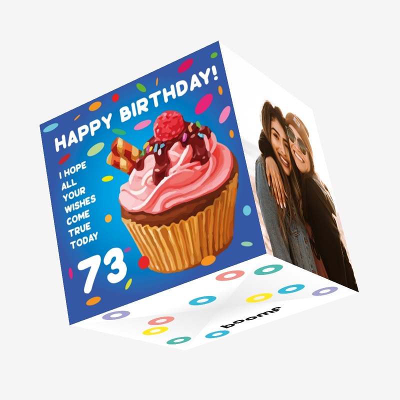 Sweet Cupcake Happy 73rd Birthday Confetti-exploding Greetings Card