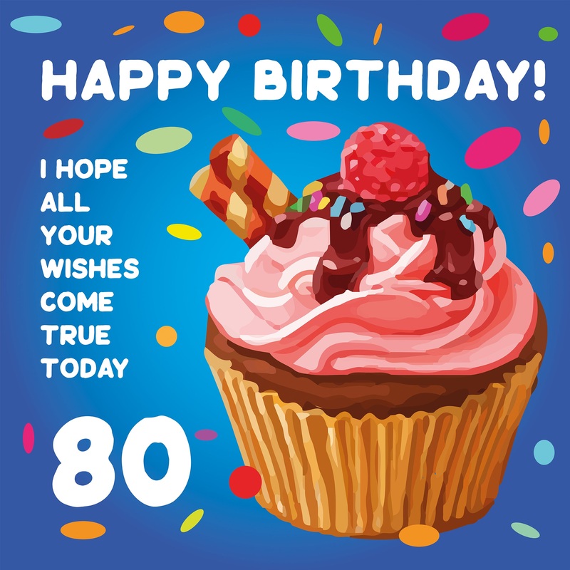 Sweet Cupcake Happy 80th Birthday