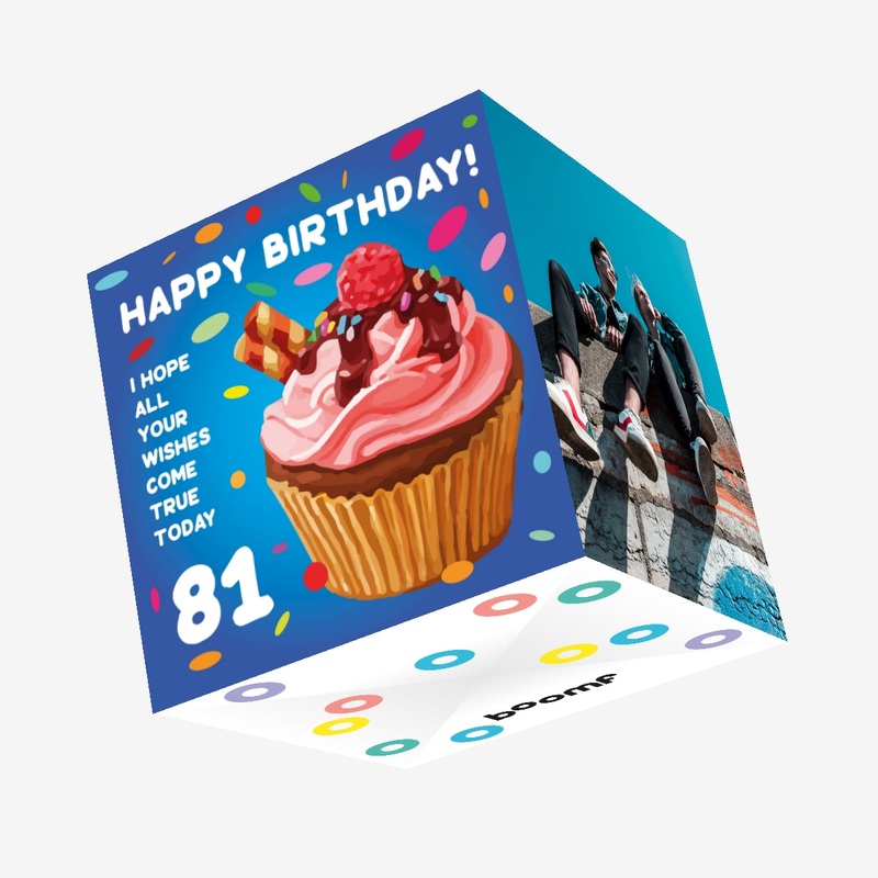 Sweet Cupcake Happy 81st Birthday Confetti-exploding Greetings Card