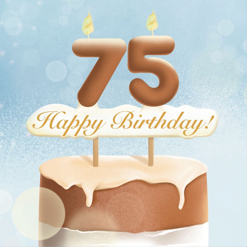 75th Happy Birthday Cake Card