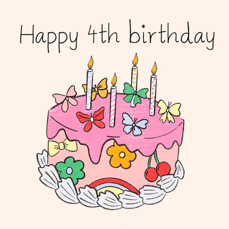 All the Icing 4th Birthday Cake Card