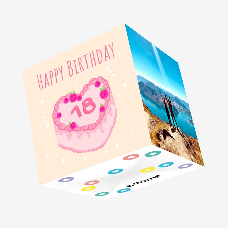 Cake With Roses Happy 18th Birthday Confetti-exploding Greetings Card