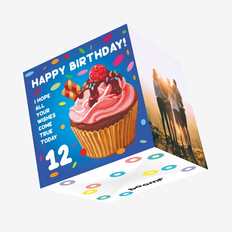 Happy 12th Birthday Cupcake Confetti-exploding Greetings Card