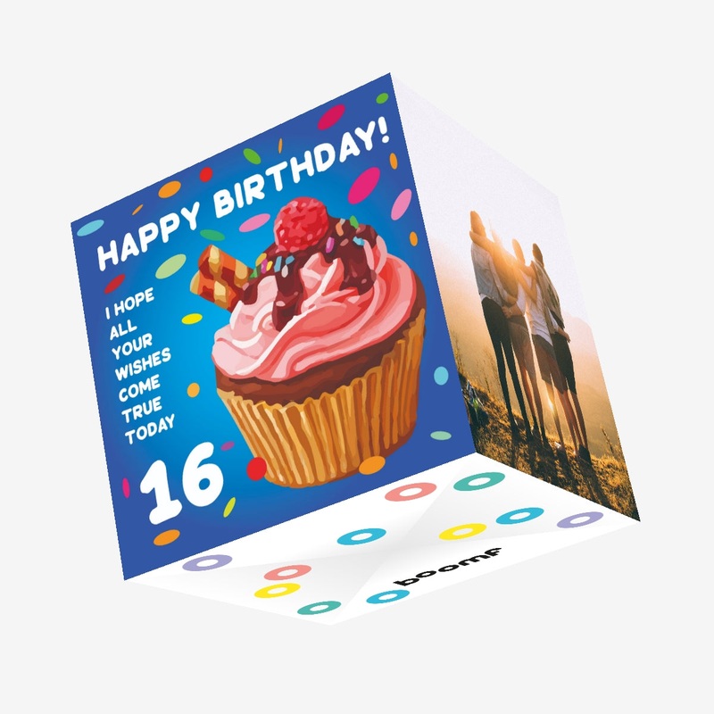 Happy 16th Birthday Cupcake Confetti-exploding Greetings Card