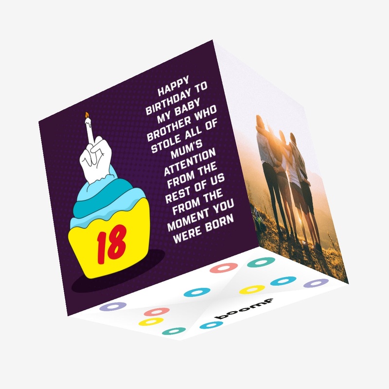 Happy 18th Birthday Brother F*ck You Cake Confetti-exploding Greetings Card