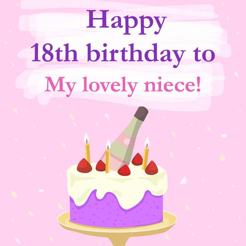 Happy 18th Birthday Niece Cake And Champagne In Pink