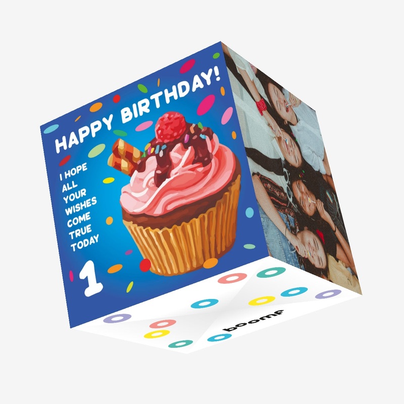 Happy 1st Birthday Cupcake Confetti-exploding Greetings Card