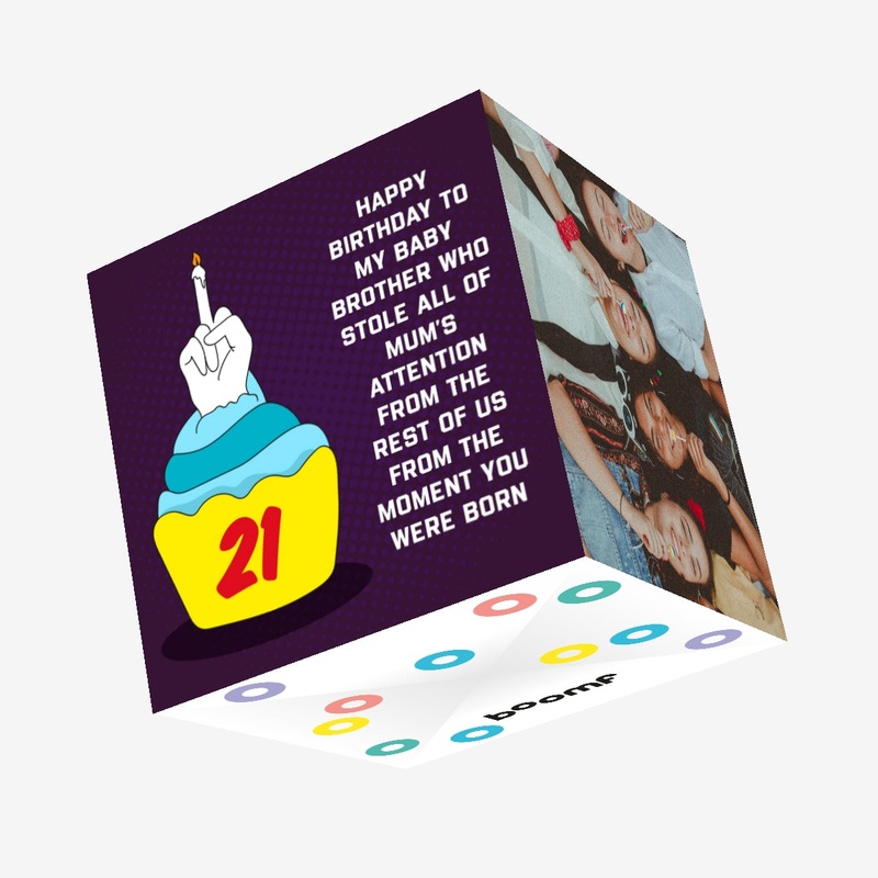 Happy 21st Birthday Brother F*ck You Cake Confetti-exploding Greetings Card