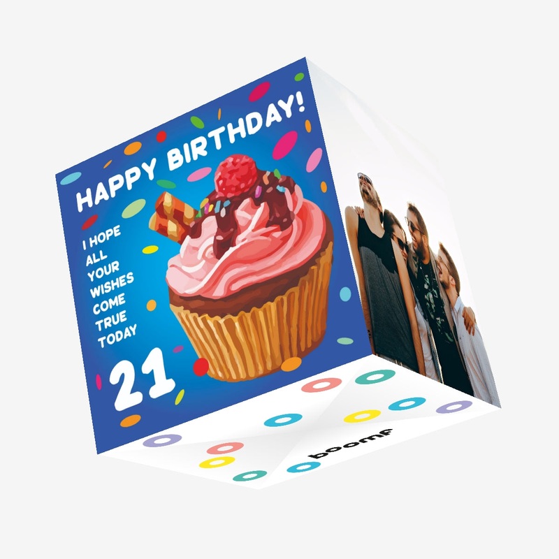 Happy 21st Birthday Cupcake Confetti-exploding Greetings Card
