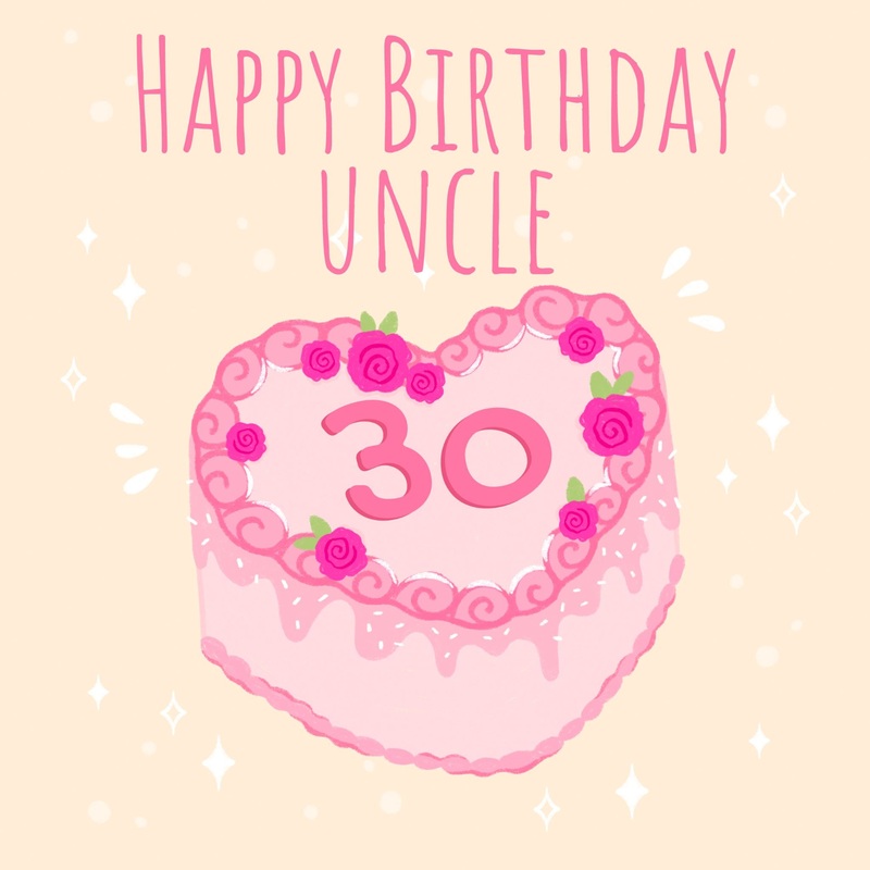 Happy 30th Birthday Cake Uncle Card