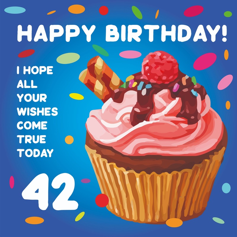 Happy 42nd Birthday Cupcake Card