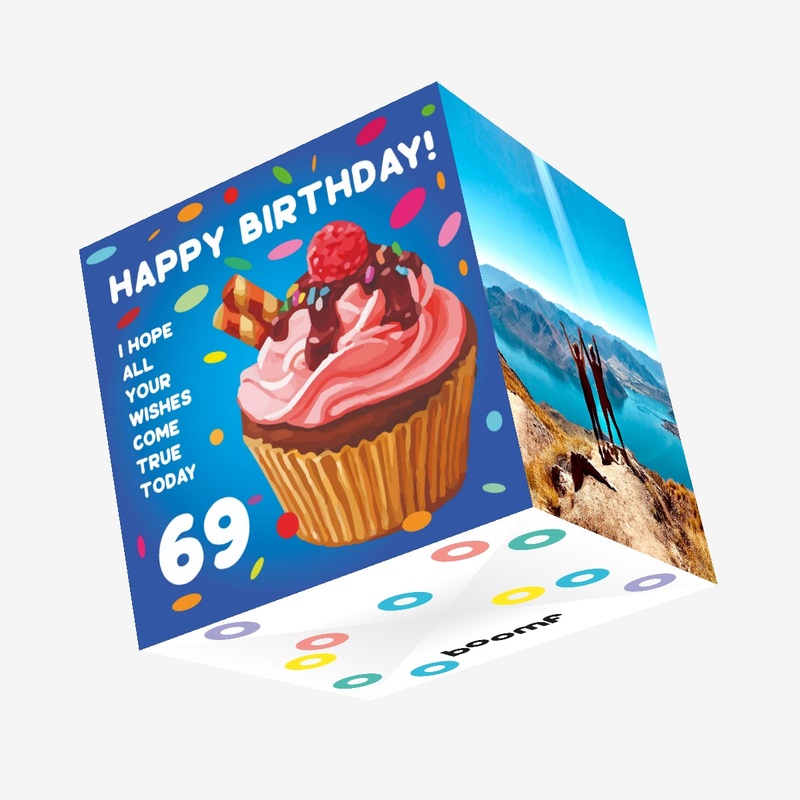 Happy 69th Birthday Cupcake Confetti-exploding Greetings Card
