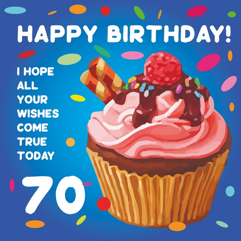 Happy 70th Birthday Cupcake Card