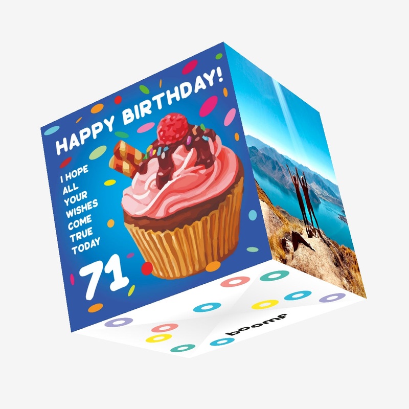 Happy 71st Birthday Cupcake Confetti-exploding Greetings Card