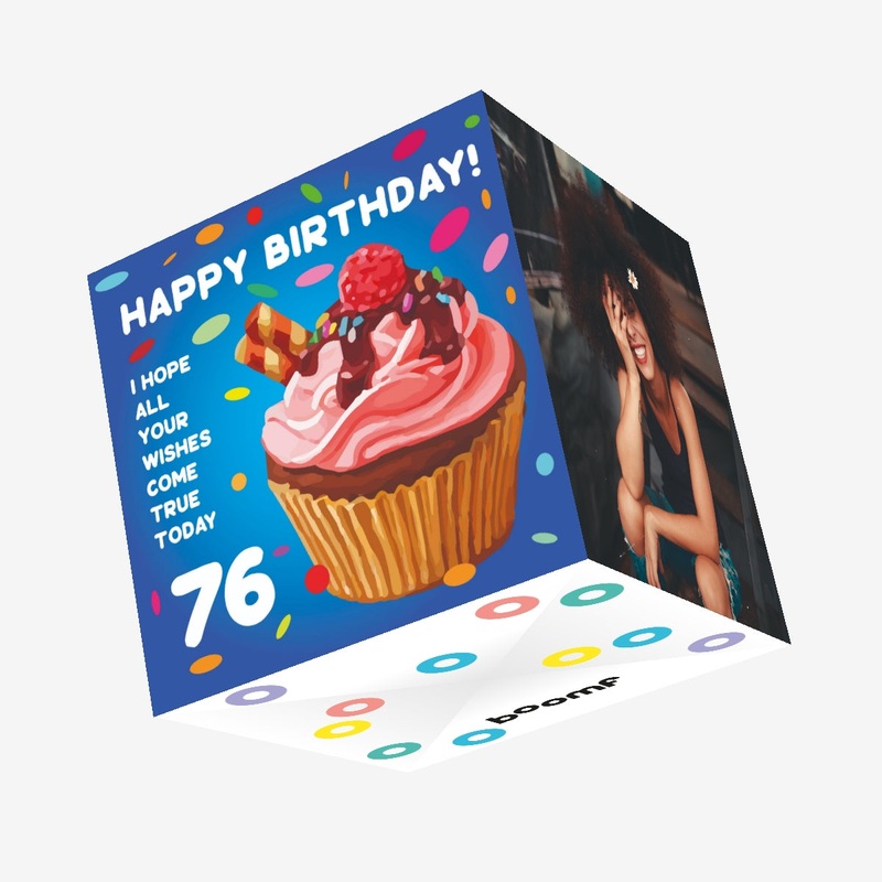 Happy 76th Birthday Cupcake Confetti-exploding Greetings Card
