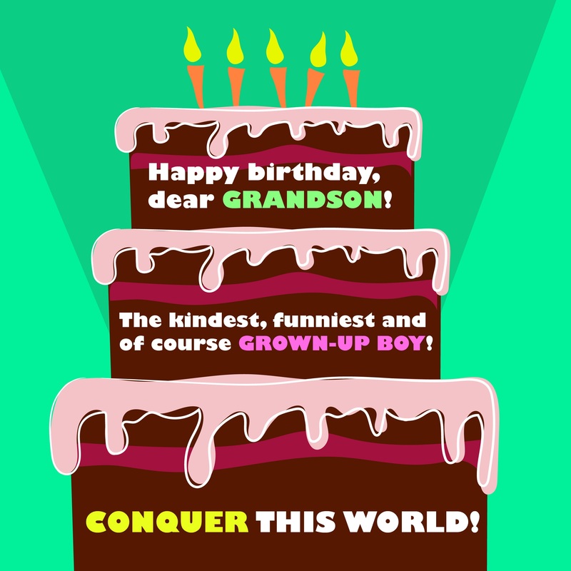 Happy Birthday Grandson Conquer This World Enormous Cake