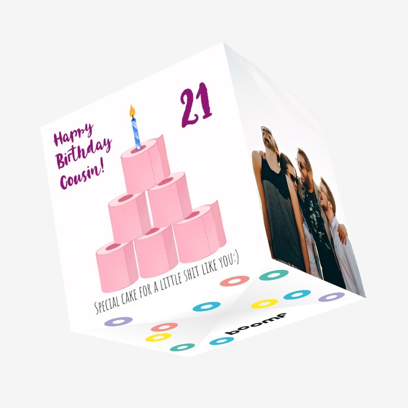 Special Cake Happy 21st Birthday Cousin Confetti-exploding Greetings Card