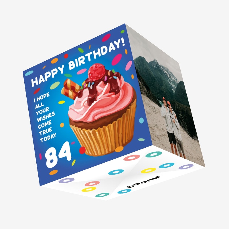 Sweet Cupcake Happy 84th Birthday Confetti-exploding Greetings Card